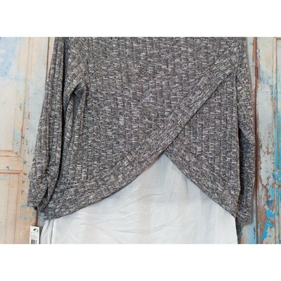 BCX Womens Size Small Gray Heather Long Sleeve Round Neck Pullover Blouse Top - Picture 5 of 10